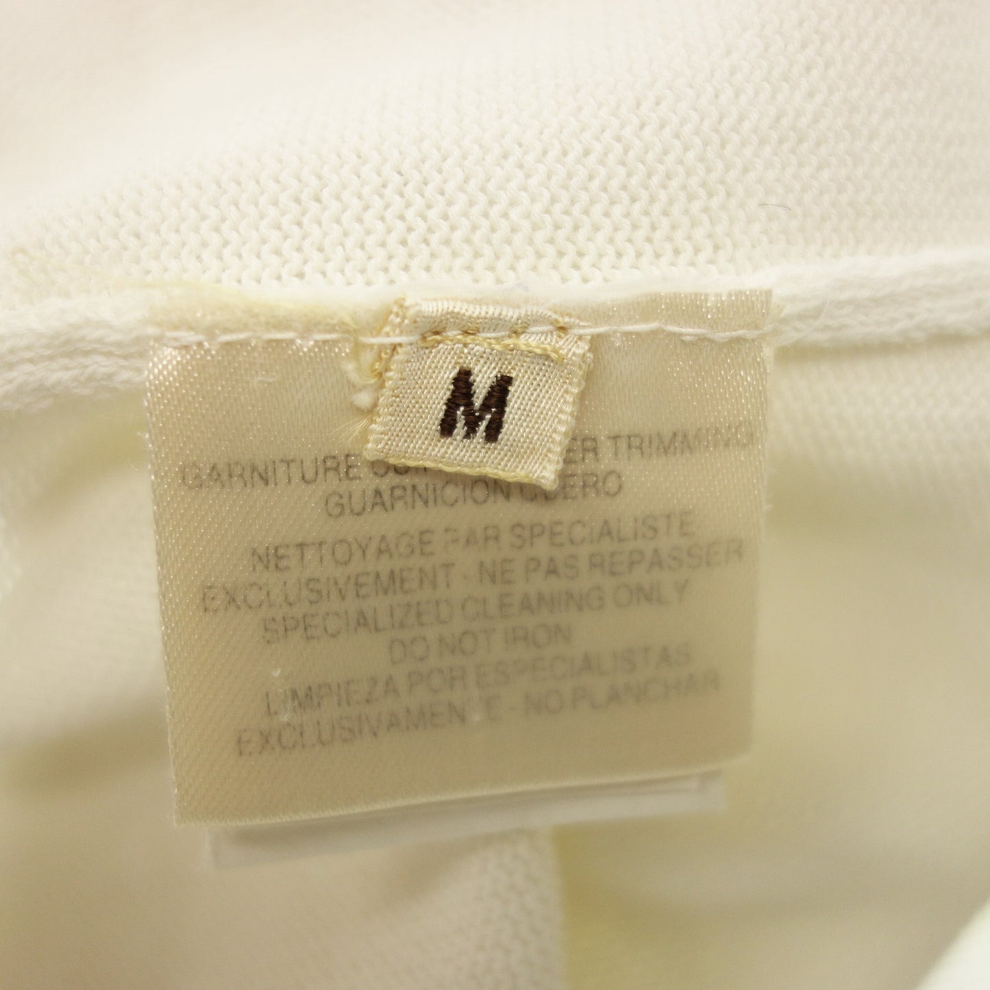 中古◆エルメス ニットポロシャツ レザープル ハーフジップ サイズM メンズ 白 HERMES【AFB30】