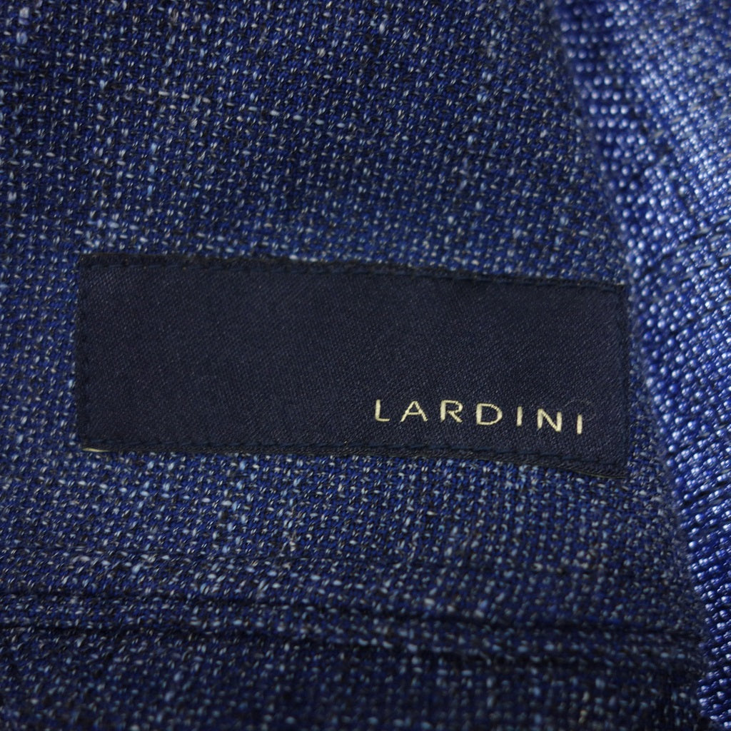 極美品◆ラルディーニ テーラードジャケット 2B シングル ウール コットン リネン メンズ ブルー系 サイズ44 LARDINI【AFB4】