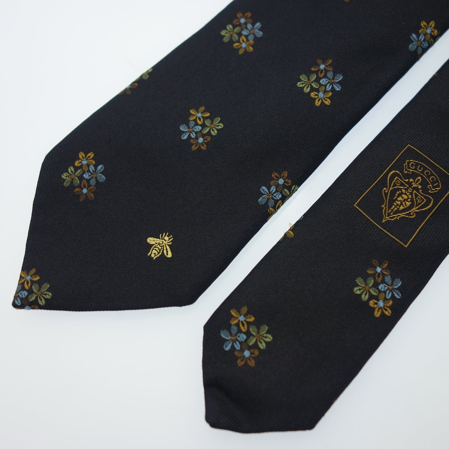 美品◆グッチ ネクタイ フラワー 562827 ネイビー系 GUCCI【AFI17】
