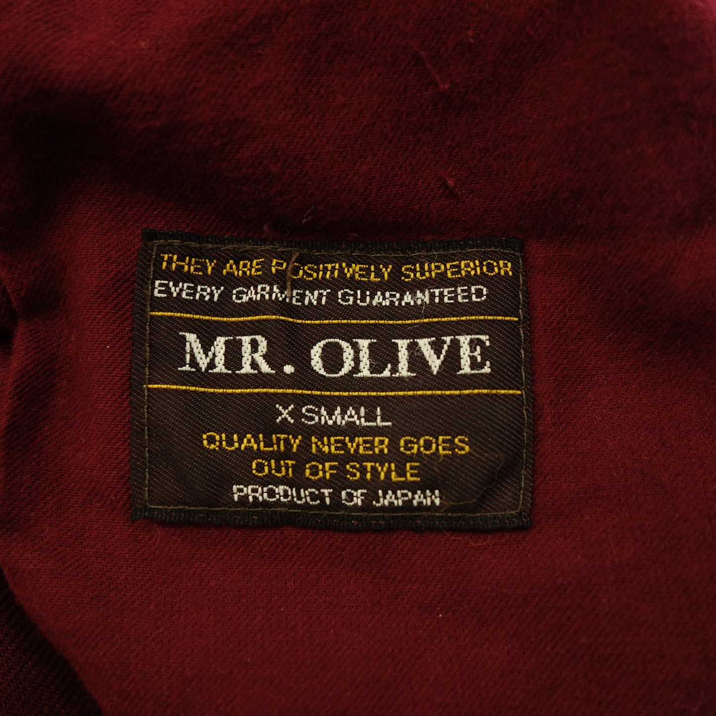 美品◆ミスター オリーブ パンツ トラウザー ポリエステルツイル生地 メンズ ワインレッド サイズXS Mr.OLIVE【AFB24】