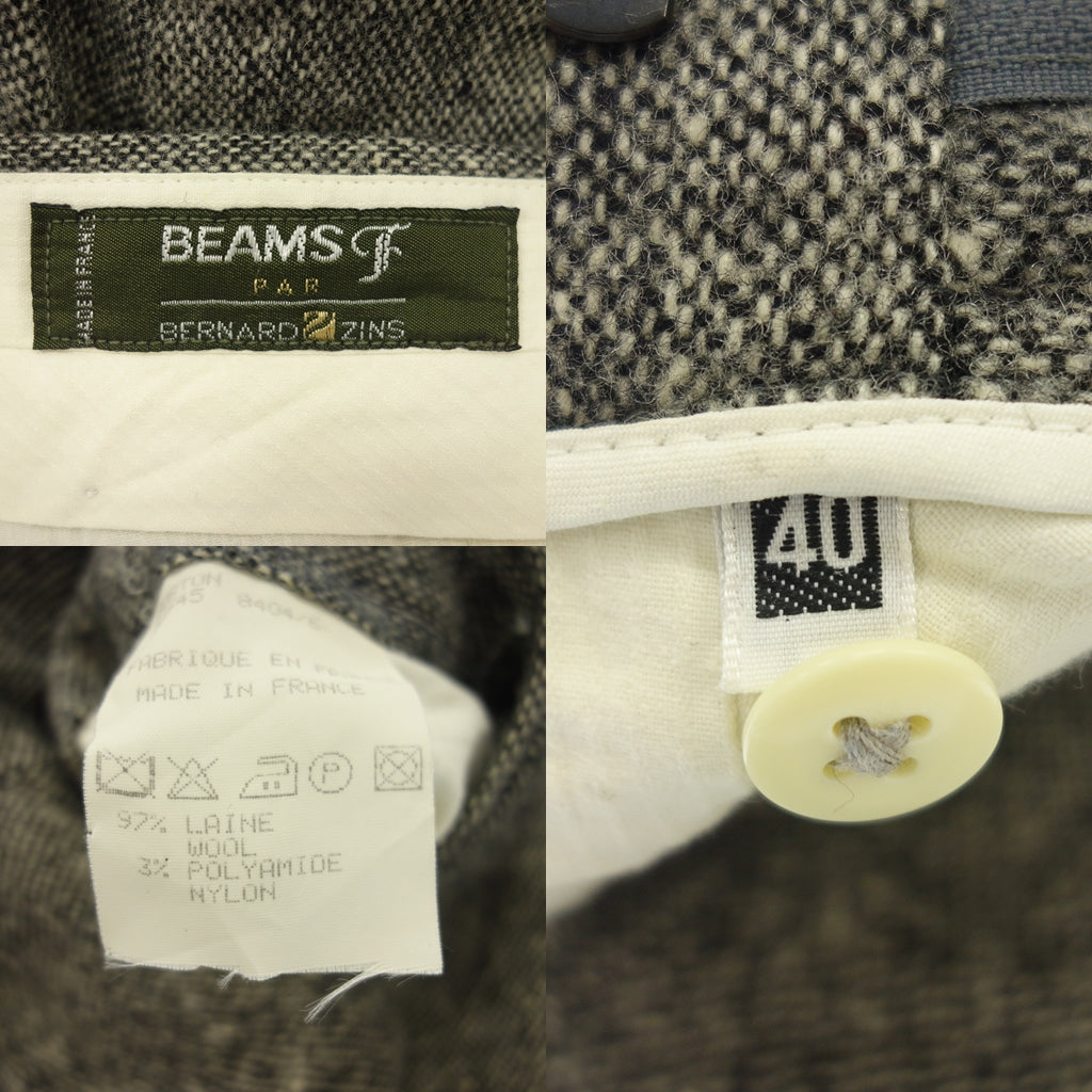 中古◆ベルナールザンス ビームスF 2タックパンツ ホームスパン メンズ グレー サイズ40 BEAMS F BERNARD ZINS【AFB23】