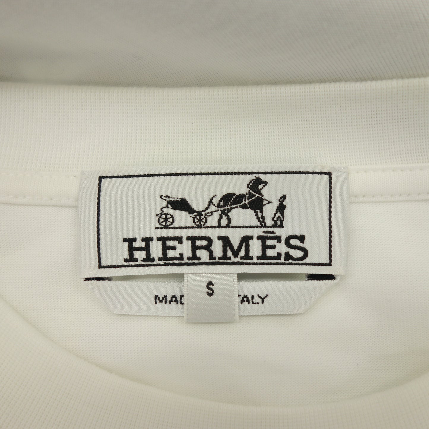 美品◆エルメス Tシャツ メガシャリオ プリント 22SS メンズ ホワイト系 サイズS HERMES【AFB31】