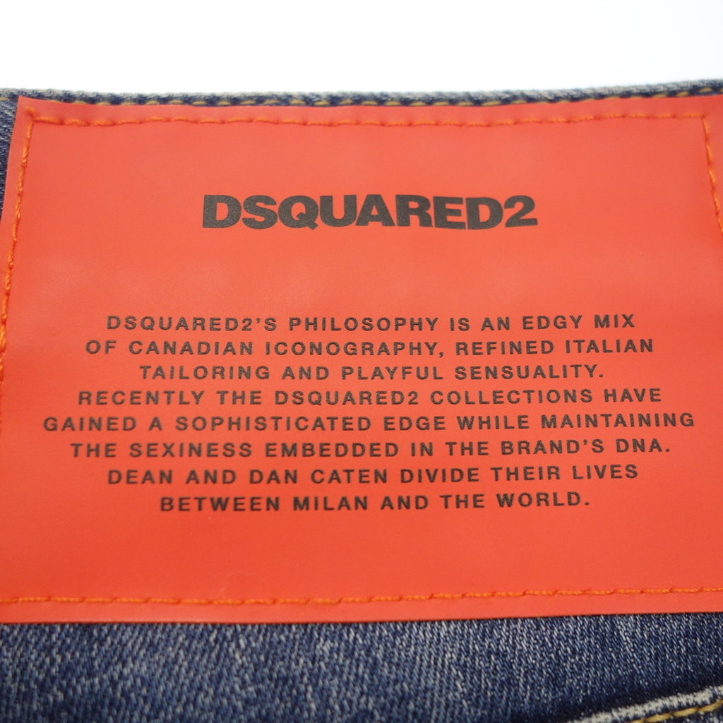美品◆ディースクエアード デニムパンツ レッドパッチ ボタンフライ メンズ ブルー系 サイズ42 Dsquared2【AFB14】
