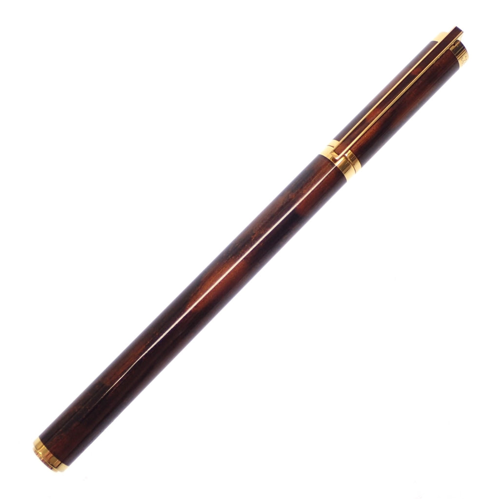 美品◆エステーデュポン 万年筆 ペン先18ct750 茶×ゴールド 箱付き S.T.Dupont【AFI18】