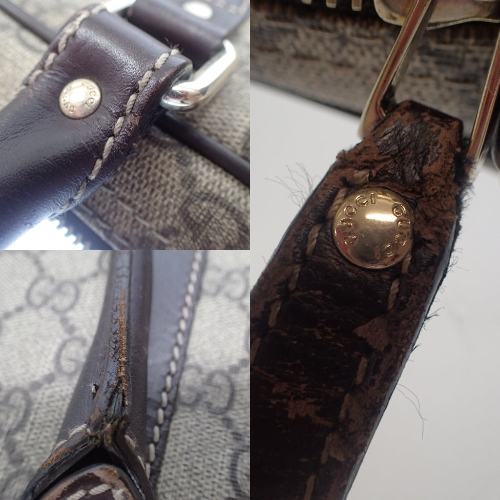 中古◆グッチ GGスプリーム ブリーフケース ビジネスバッグ 201480 ブラウン系 GUCCI【AFE12】