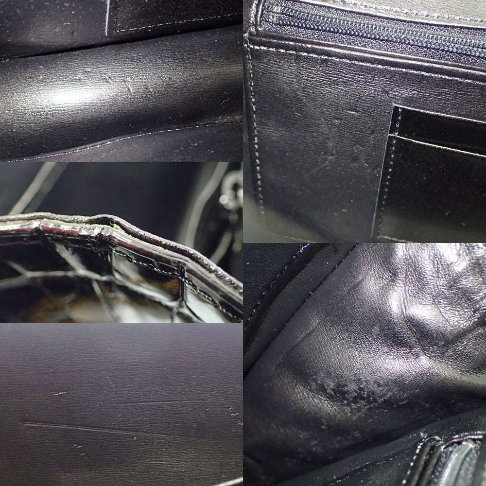 美品◆TOKYO MADE IN JAPAN ショルダーバッグ チェーン シャイニー クロコダイルレザー【AFE10】