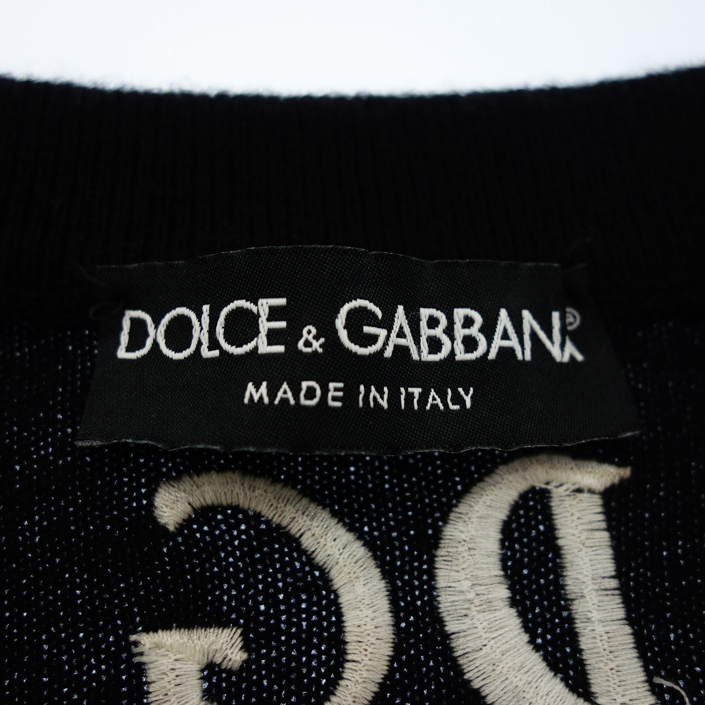 ドルチェ&ガッバーナ ニットセーター 刺繍 カシミヤ100 メンズ ブラック 52 DOLCE&GABBANA【AFB3】【中古】