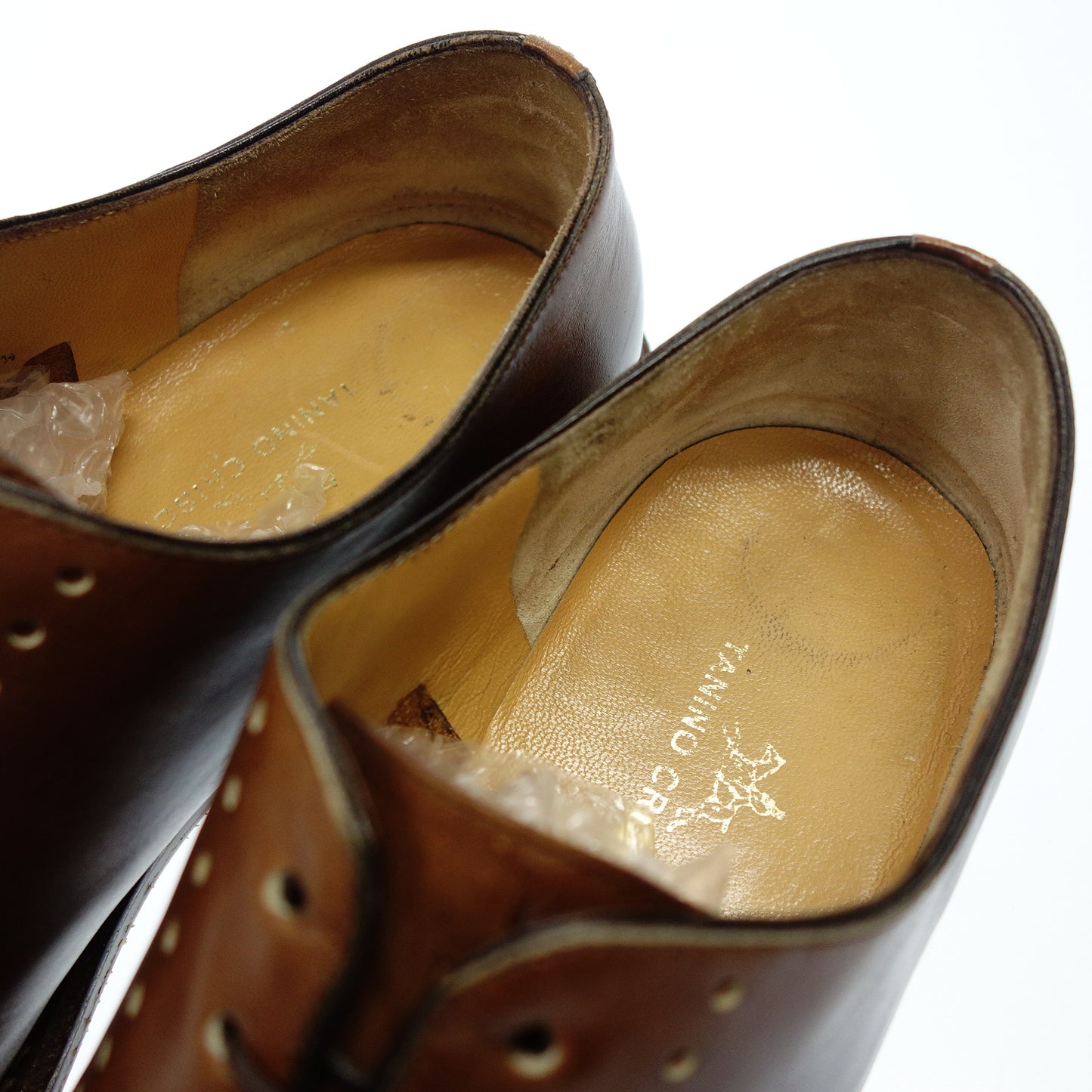 タニノクリスチー レザーシューズ ホールカット メンズ 5.5 茶 Tanino Criscici【AFC51】【中古】