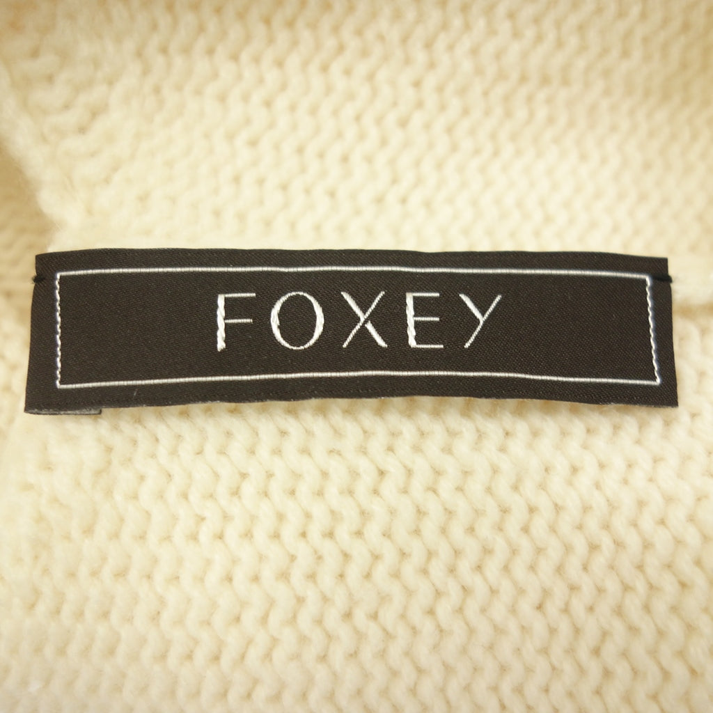 美品◆フォクシー 40332 長袖カーディガン カシミア レディース クリーム系 サイズ38 FOXEY【AFB27】