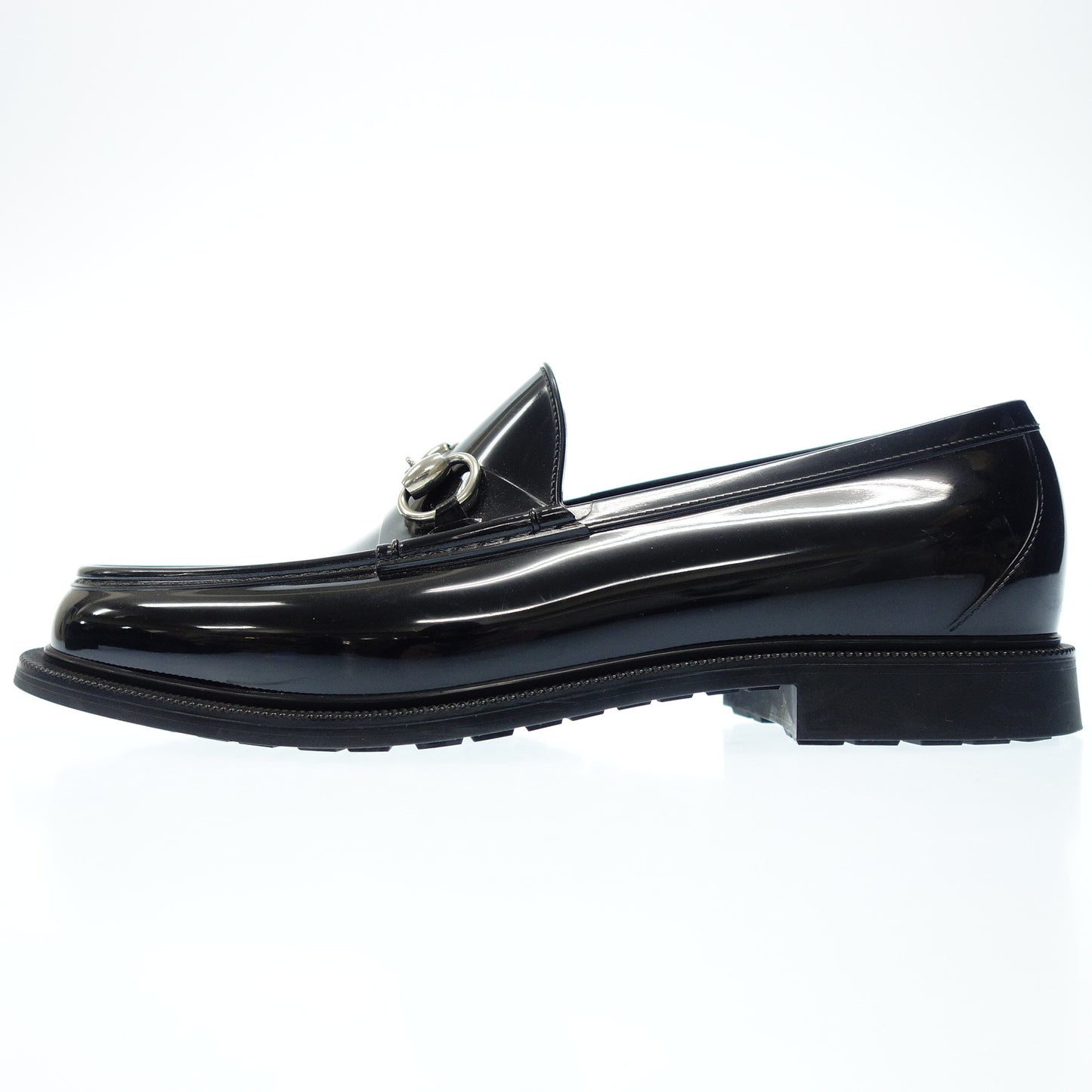 グッチ ビットローファー パテントレザー メンズ 7 黒 GUCCI【AFC29】【中古】