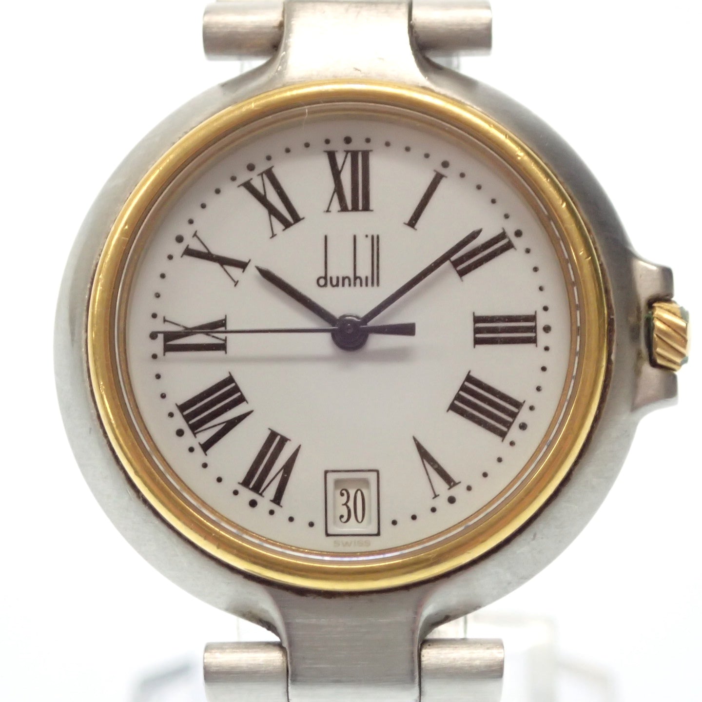 中古◆ダンヒル 腕時計 ミレニアム デイト クォーツ 文字盤白 シルバー dunhill【AFI18】