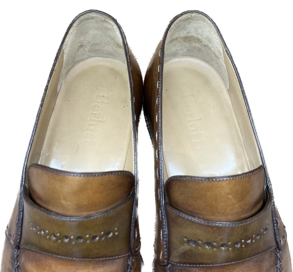 Good Condition◆Berluti Leather Shoes Loafers Patine Leather Olga Period Brown 7.5 Berluti