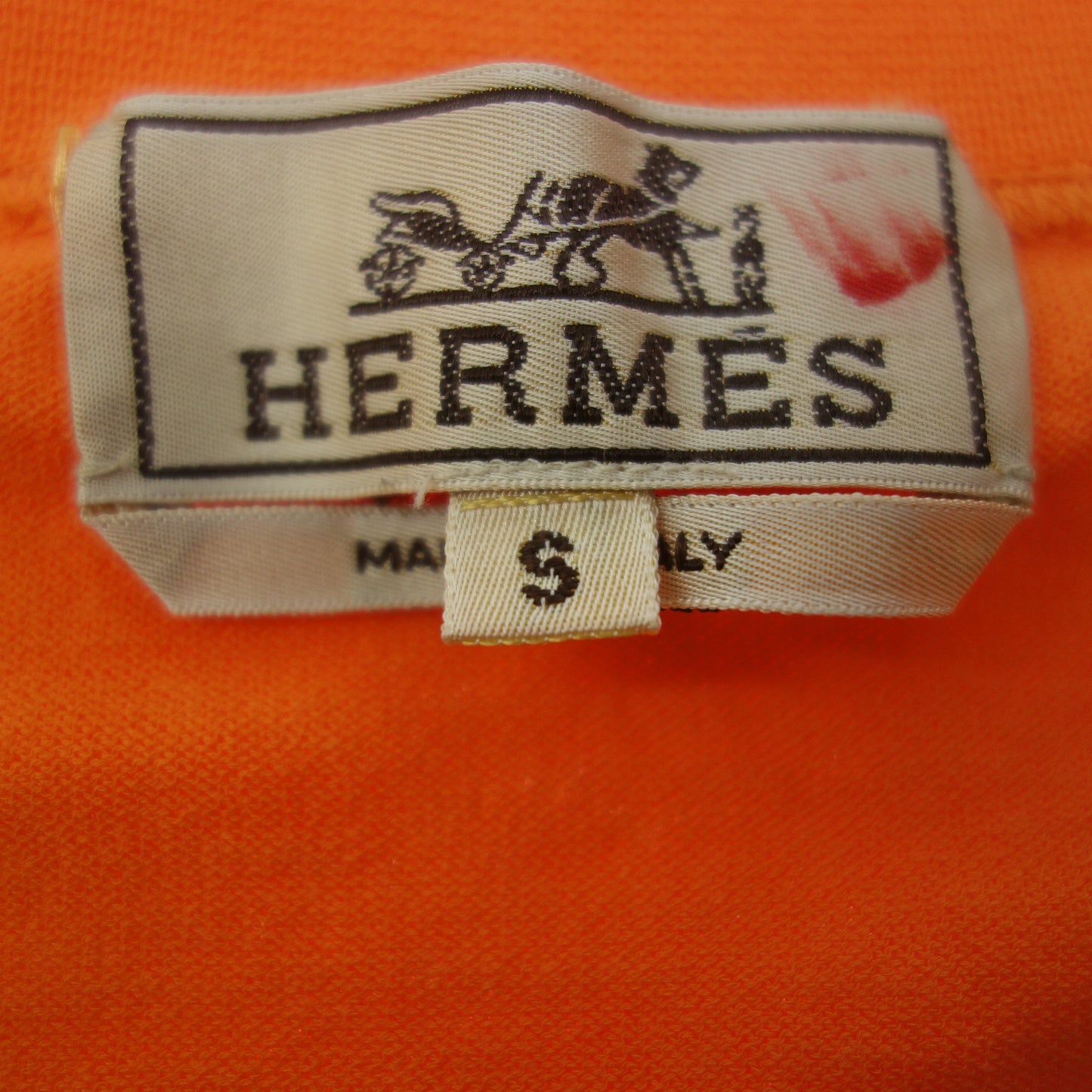 エルメス ニットTシャツ コットン Hロゴ S メンズ オレンジ HERMES【AFB6】【中古】