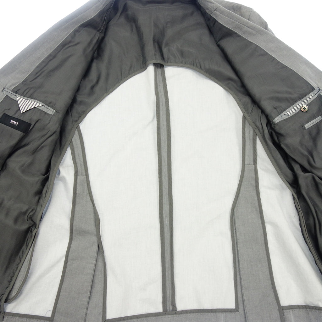 中古◆ヒューゴ ボス 2Bシングル テーラードジャケット コットン メンズ グレー サイズ56 HUGO BOSS【AFB46】