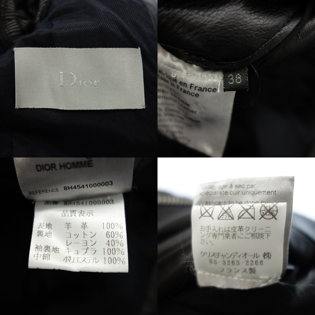 極美品◆ディオール オム シングル ライダースジャケット 袖切り離し ラム革 サイズ38 フランス製 メンズ 黒 Dior homme【AFG1】