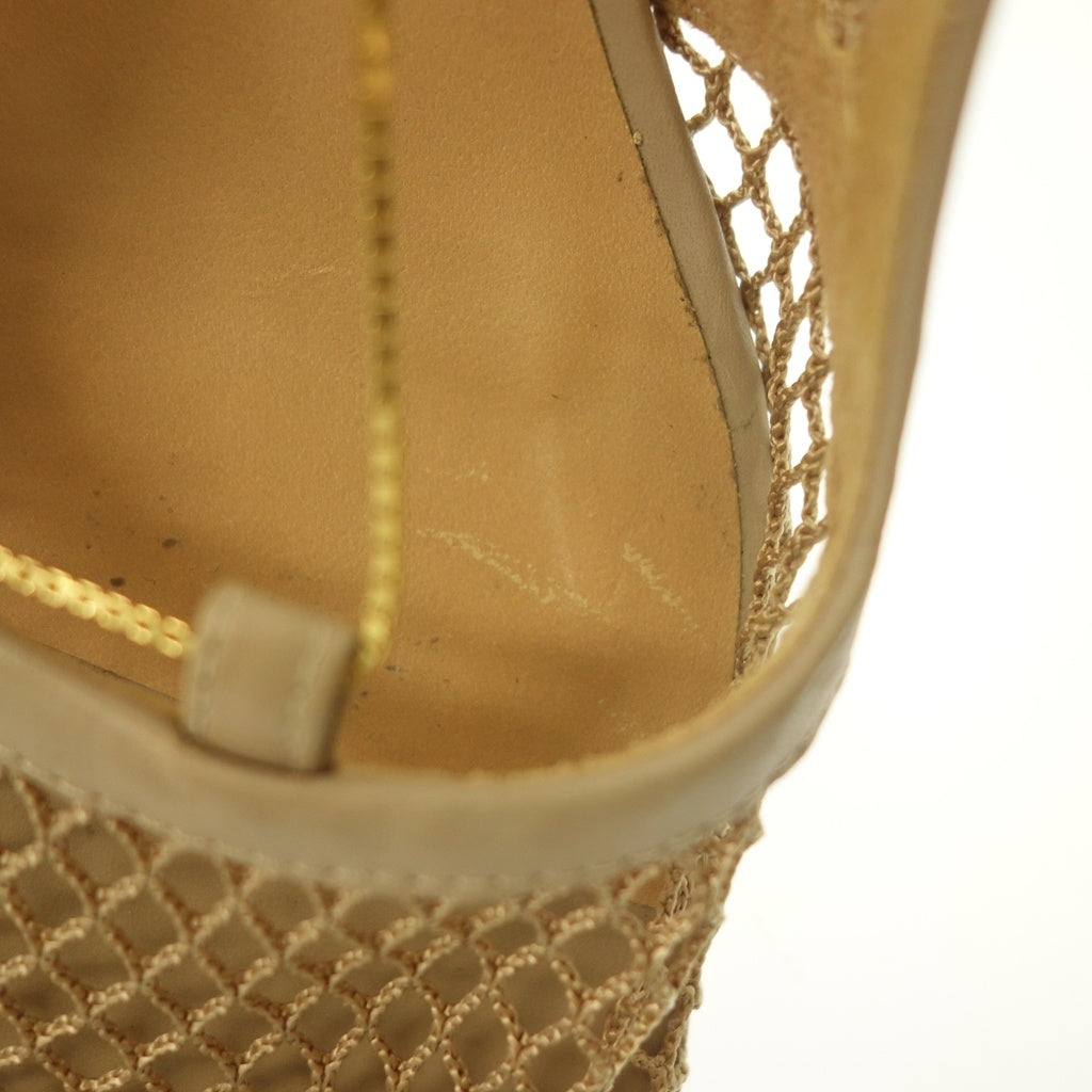 美品◆ボッテガヴェネタ ストレッチメッシュ パンプス レザー 578321 レディース ベージュ サイズ38 BOTTEGA VENETA【AFC33】