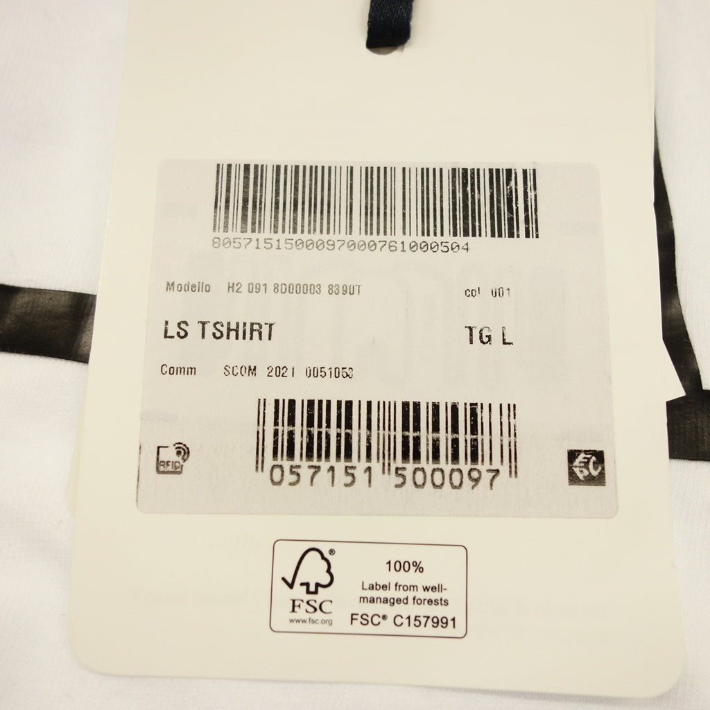 新品同様◆モンクレール 長袖シャツ ボーダー メンズ ホワイト サイズL H20918D00003 MONCLER【AFB42】