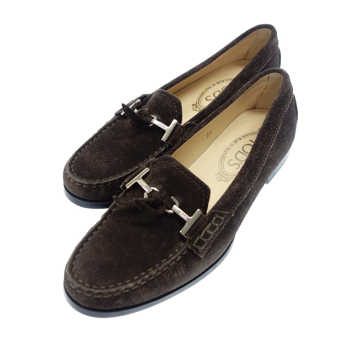 トッズ ローファー スエード タッセル レディース ブラウン 36 TOD'S【AFD9】【中古】
