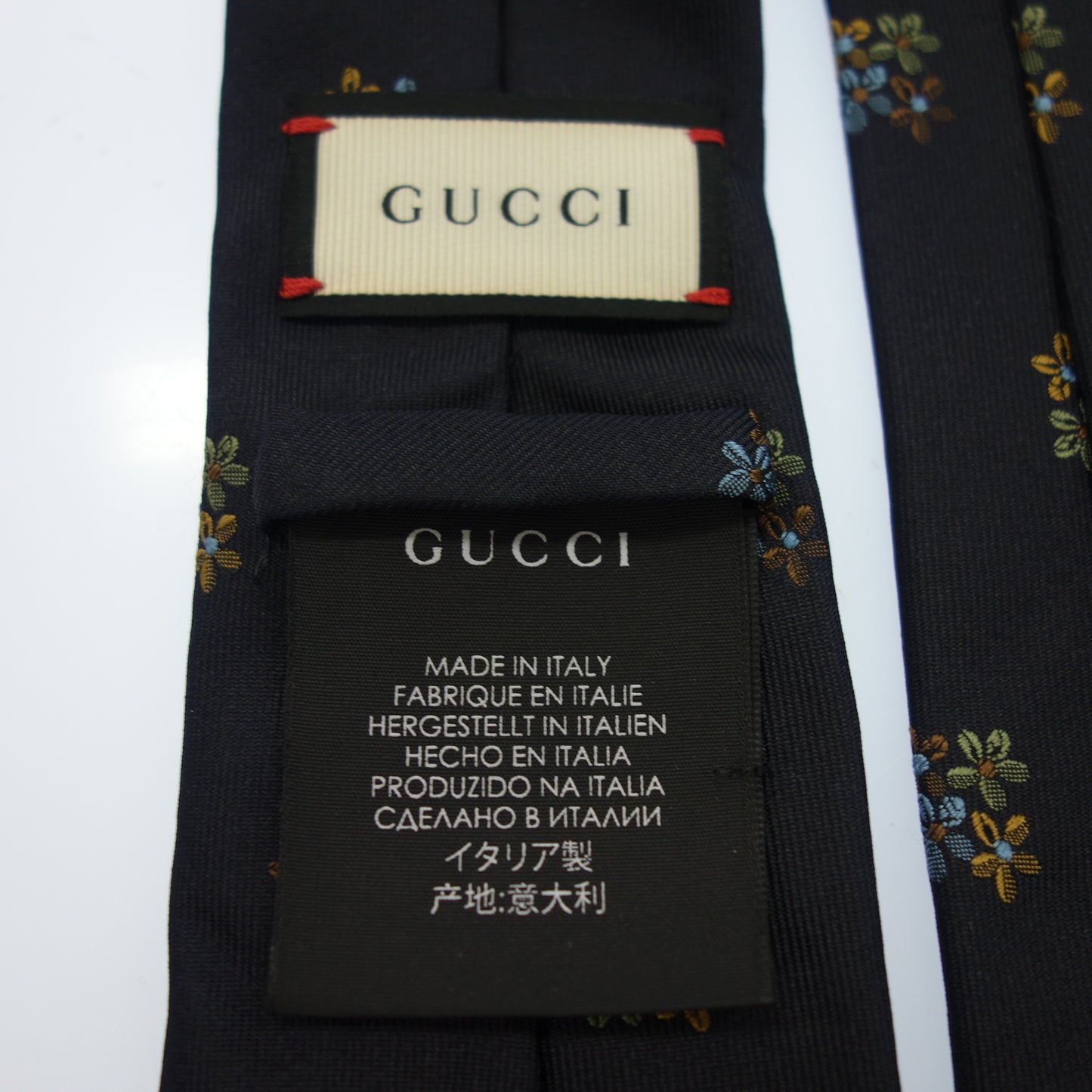 美品◆グッチ ネクタイ フラワー 562827 ネイビー系 GUCCI【AFI17】