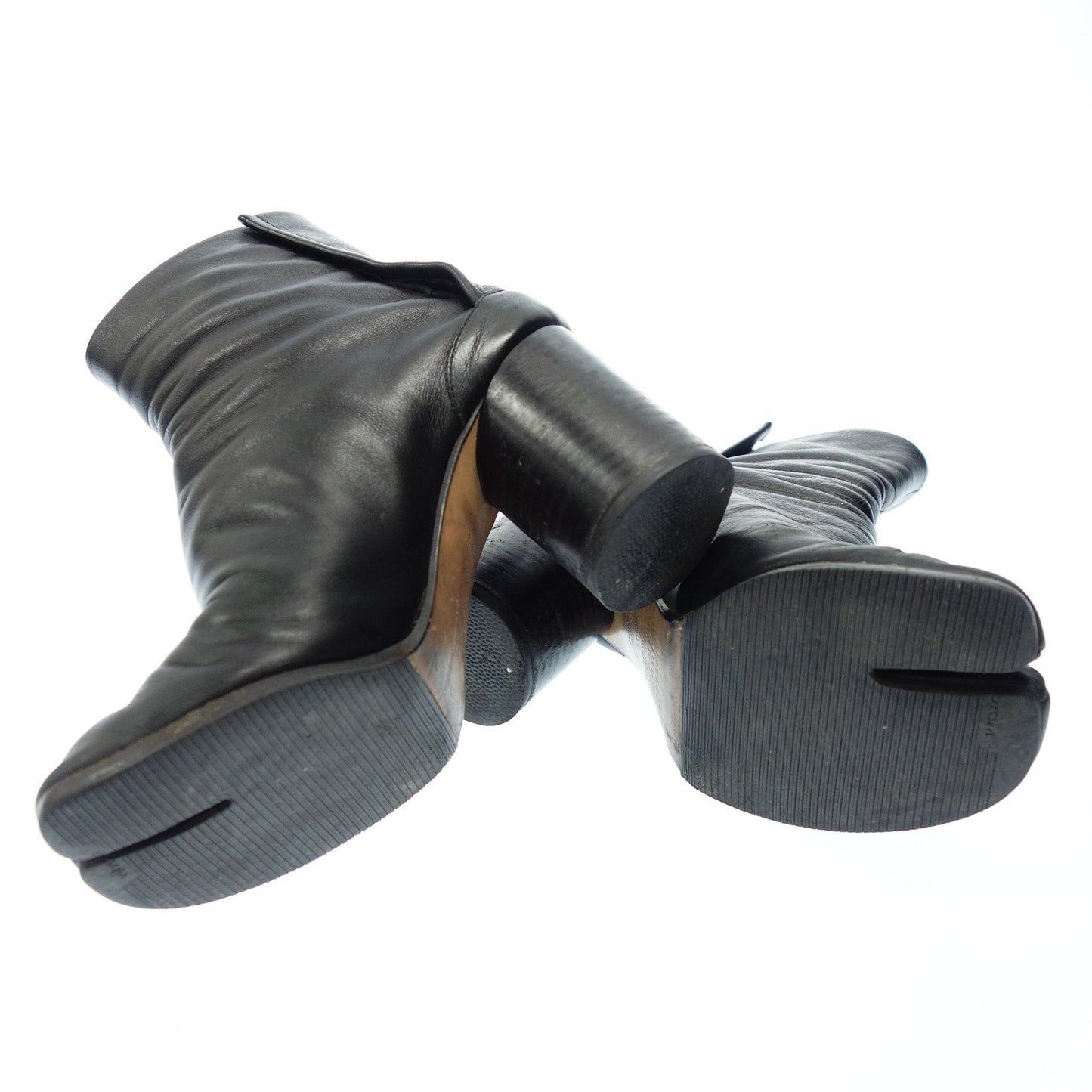 中古◆メゾンマルジェラ レザーブーツ 足袋 タビ レディース 39.5 黒 Maion Margiela【AFC4】