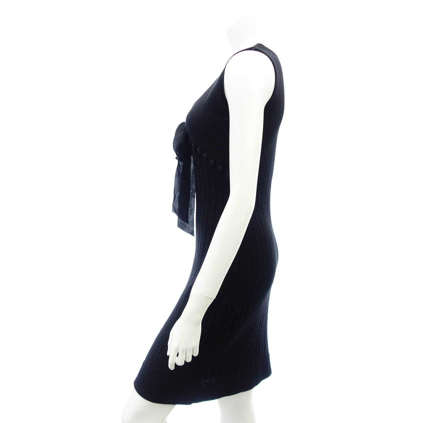 中古◆クリスチャンディオール ニットワンピース ウール×シルク×カシミヤ レディース ブラック サイズ38 Christian Dior【AFB31】