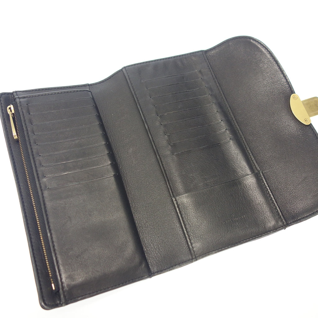 中古◆ルイヴィトン 長財布 マヒナ ポルトフォイユ アメリア フラップ式 ブラック M95968 LOUIS VUITTON【AFI6】