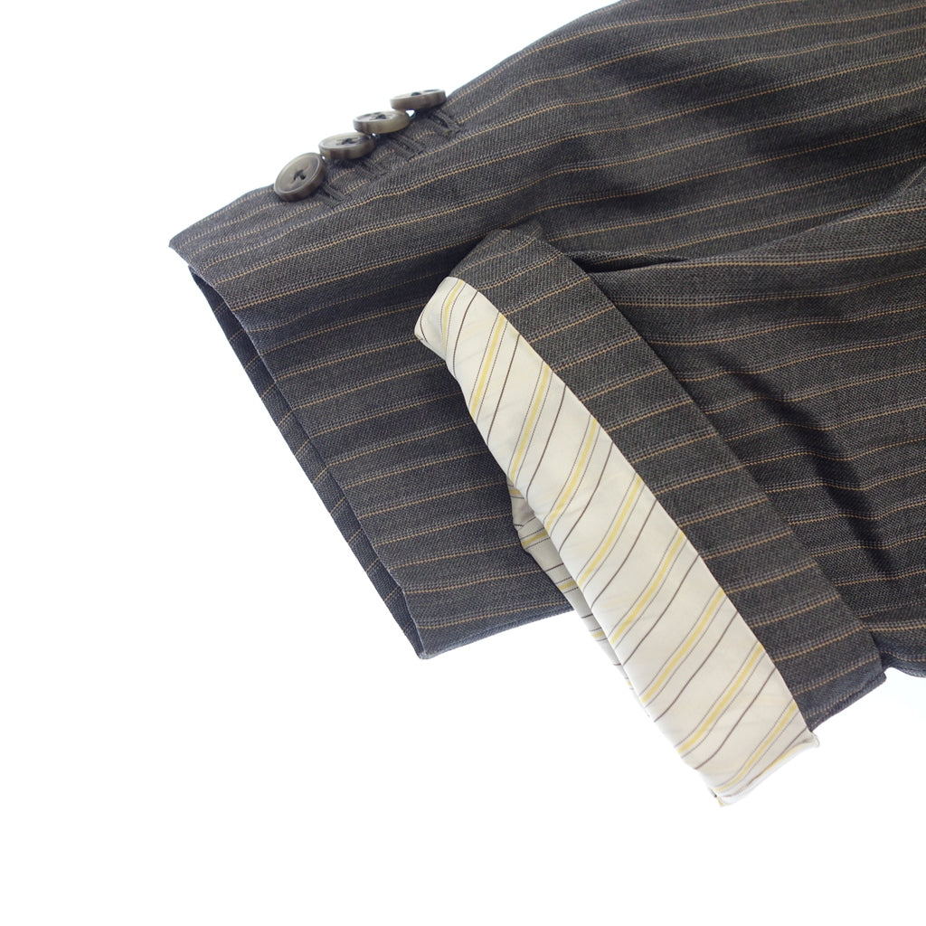 美品◆エルメネジルドゼニア スーツ セットアップ TRAVELLER テーラード シングル ストライプ 3B メンズ グレー サイズ44 Ermenegildo Zegna【AFB7】