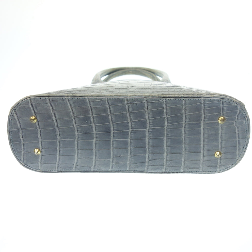 中古◆ノーブランド 純正クロコダイル ハンドバッグ ショルダーバッグ 青系【AFE11】