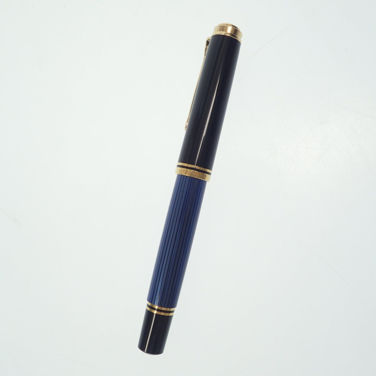 美品◆ペリカン 万年筆 M800 スーベレーン ペン先18C-750 F 縞 ブルー&ブラック系 PELIKAN SOUVERAN【AFI11】