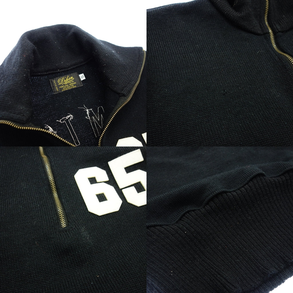 中古◆ディーエン ニット ハーフジップ ウール メンズ S 白×黒 DEHEN【AFB11】