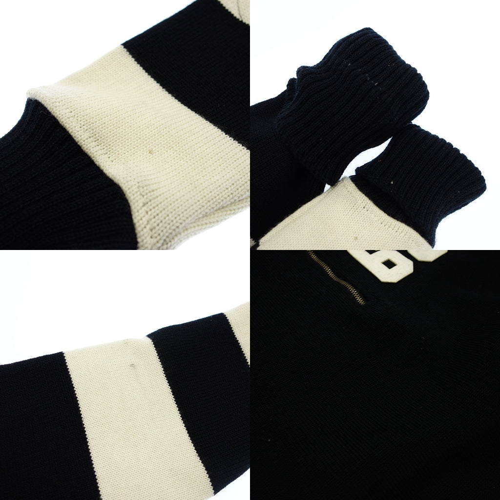 中古◆ディーエン ニット ハーフジップ ウール メンズ S 白×黒 DEHEN【AFB11】