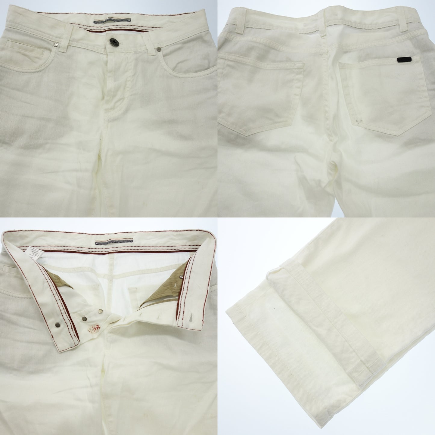 ロロピアーナ パンツ 麻&綿 30 メンズ ホワイト Loro Piana【AFB42】【中古】