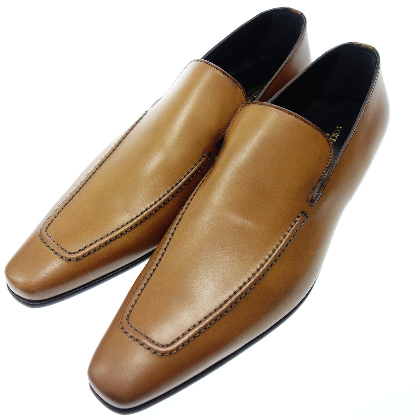新品同様◆ドルチェ&ガッバーナ レザーローファー スリッポン メンズ 6.5 茶 DOLCE&GABBANA【AFD2】