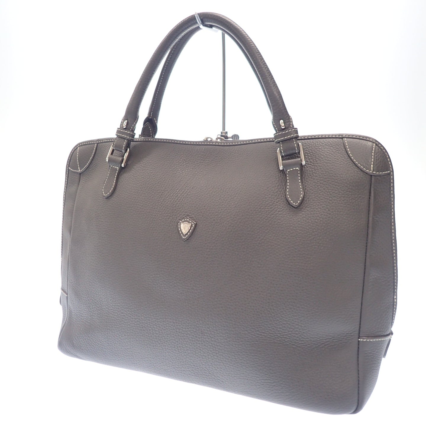 シャンボールセリエ ハンドバッグ ブリーフケース シボレザー シルバー金具 CHAMBORD SELLIER【AFE9】【中古】