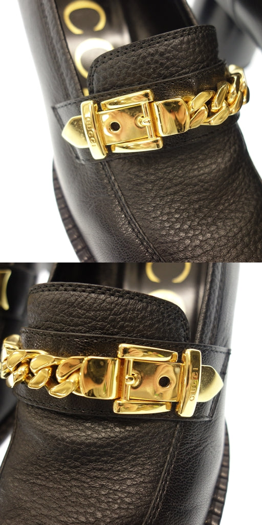 極美品◆グッチ ミッドソール パンプス 金具付 626594 レディース 37 黒 GUCCI【AFC54】