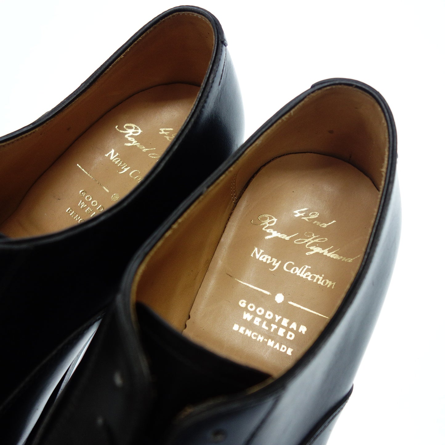 42ND ROYAL HIGHLAND Navy Collection キャップトゥ レザーシューズ ストレートチップ シューツリー付 メンズ 8 黒 42nd ロイヤル ハイランド【AFC55】【中古】