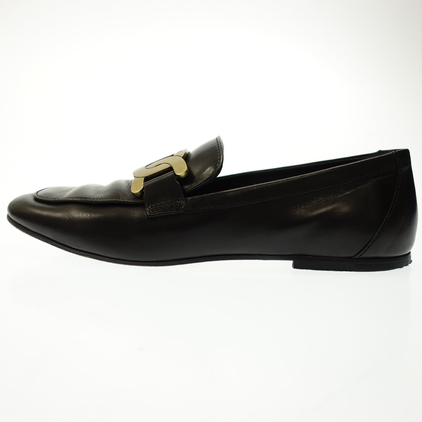 美品◆トッズ レザーローファー ケイト ゴールド金具 レディース 36.5 黒 TOD'S【AFD7】