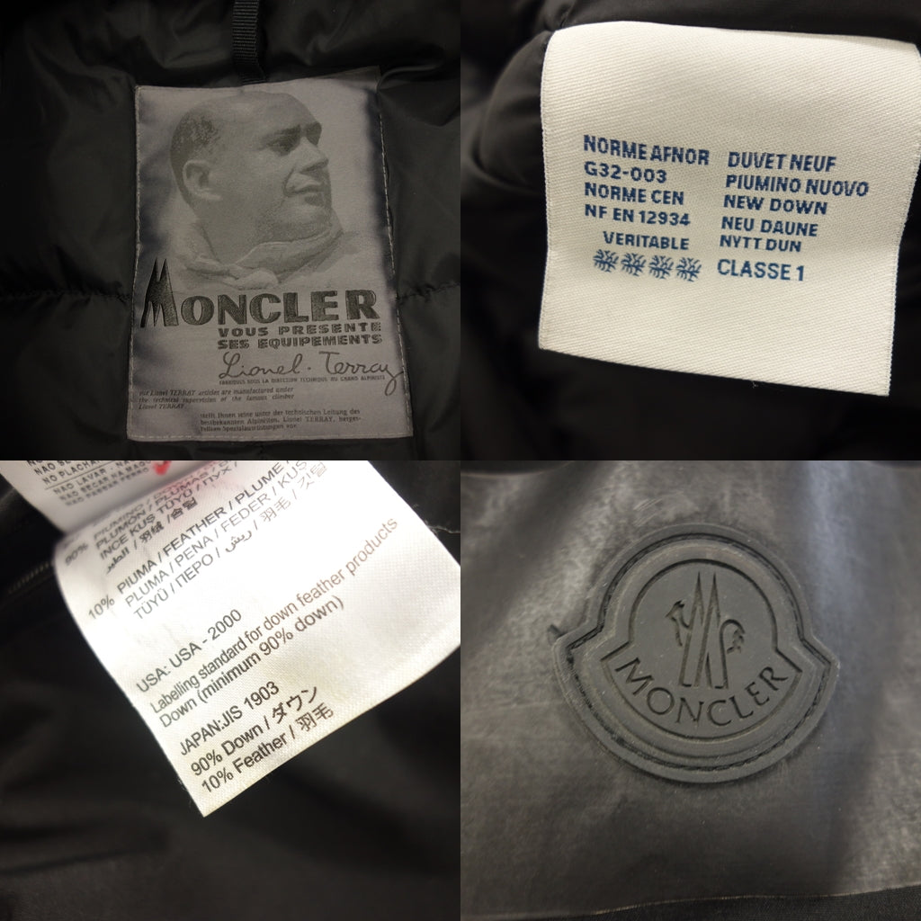 中古◆モンクレール ダウンコート VOUS PRESENTE ブラック メンズ サイズ3 ファー付き MONCLER【AFA1】