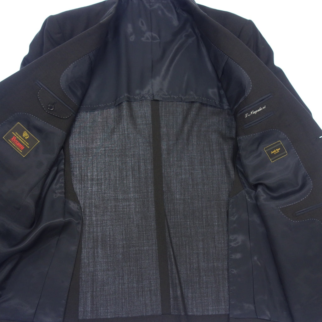 美品◆サヴィルロウ スーツ britnnia ウール メンズ ブラック系 ネーム入り サイズ104 savile row【AFB26】