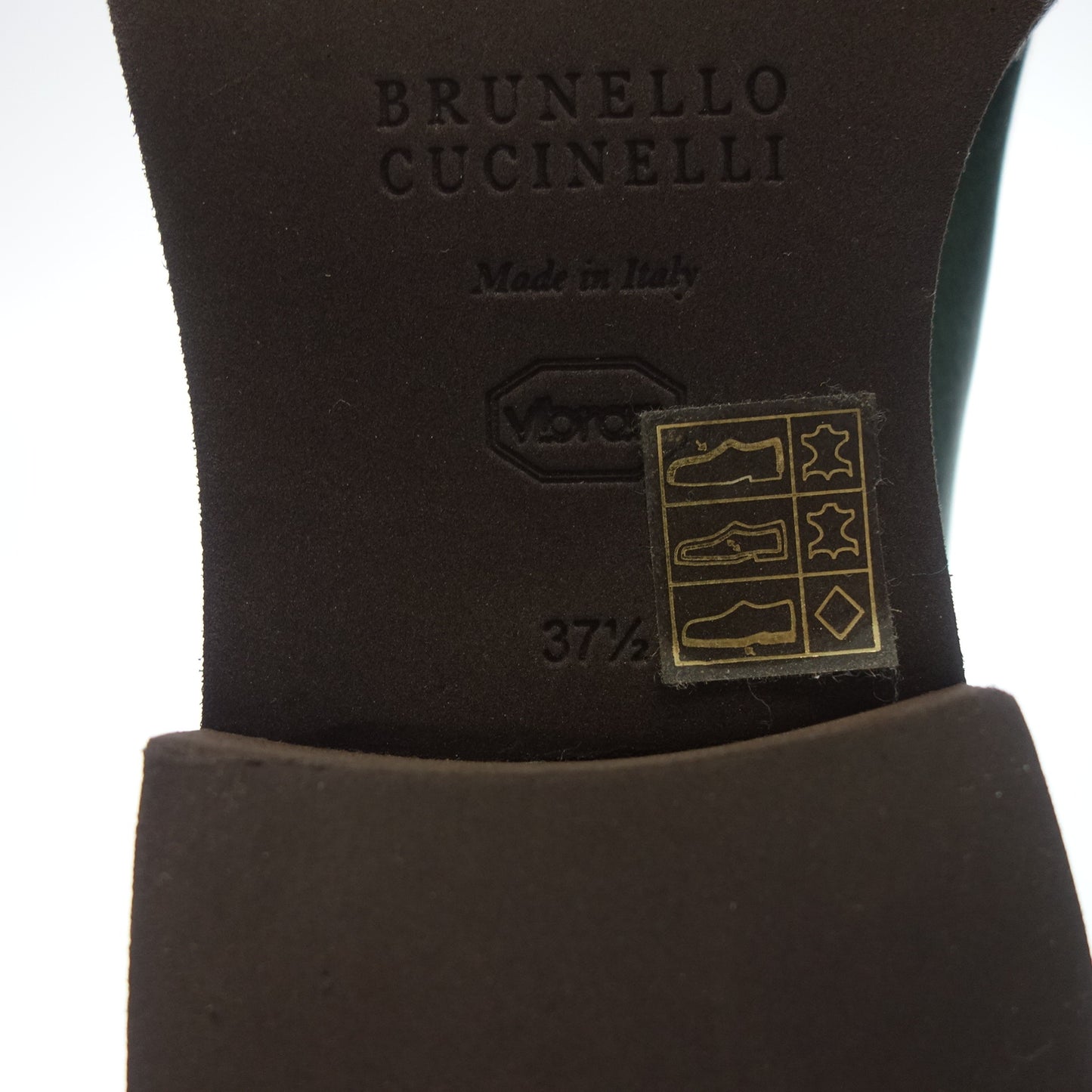 ブルネロクチネリ レザーブーツ サイドゴア 37.5 グリーン系 BRUNELLO CUCINELL【AFC11】【中古】