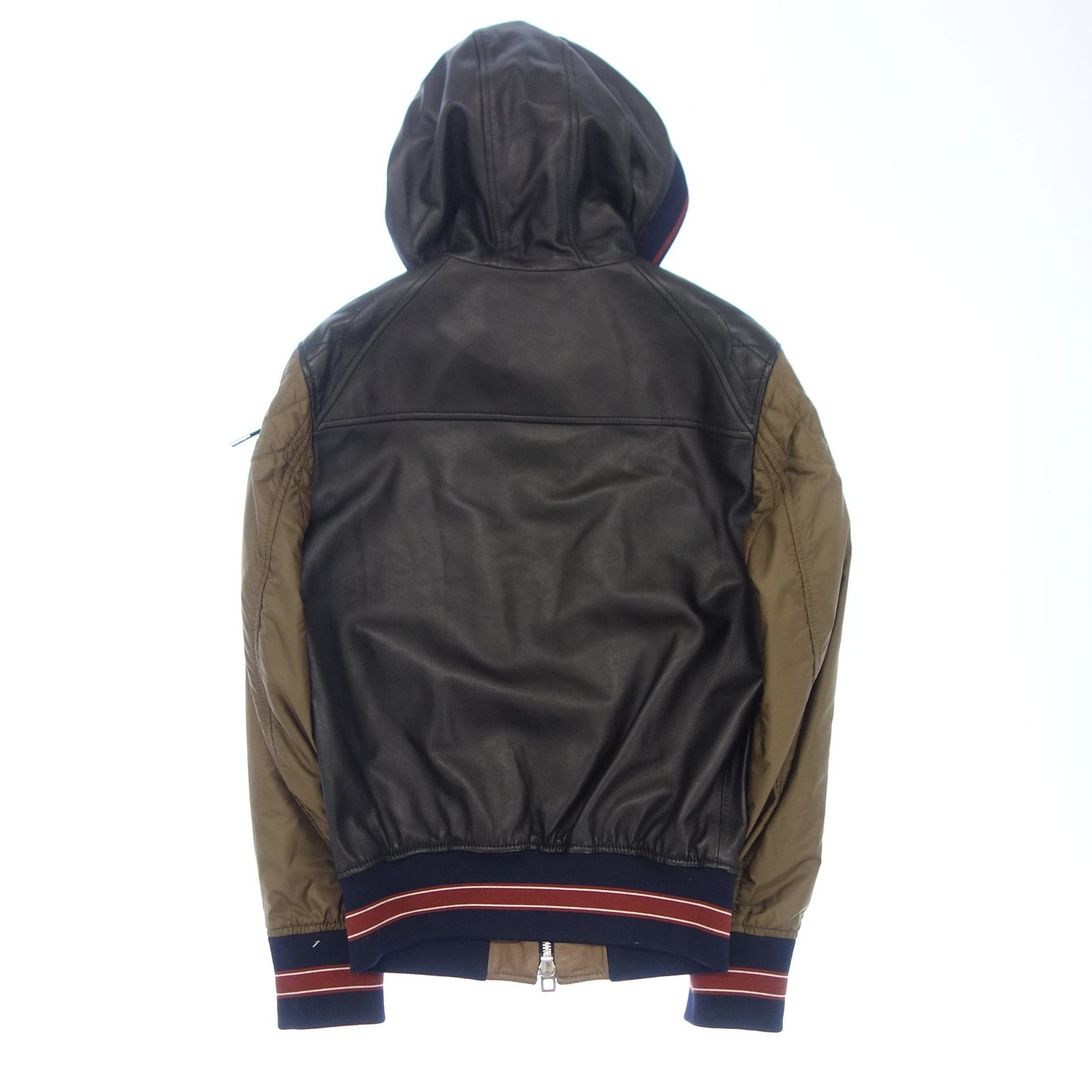ドルチェ&ガッバーナ ジップアップパーカー レザー 切替 メンズ 46 黒×茶 DOLCE&GABBANA【AFG1】【中古】