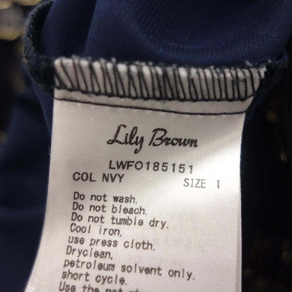 極美品◆リリーブラウン 花柄ワンピース レディース サイズ1 ネイビー LiLyBrown【AFB4】