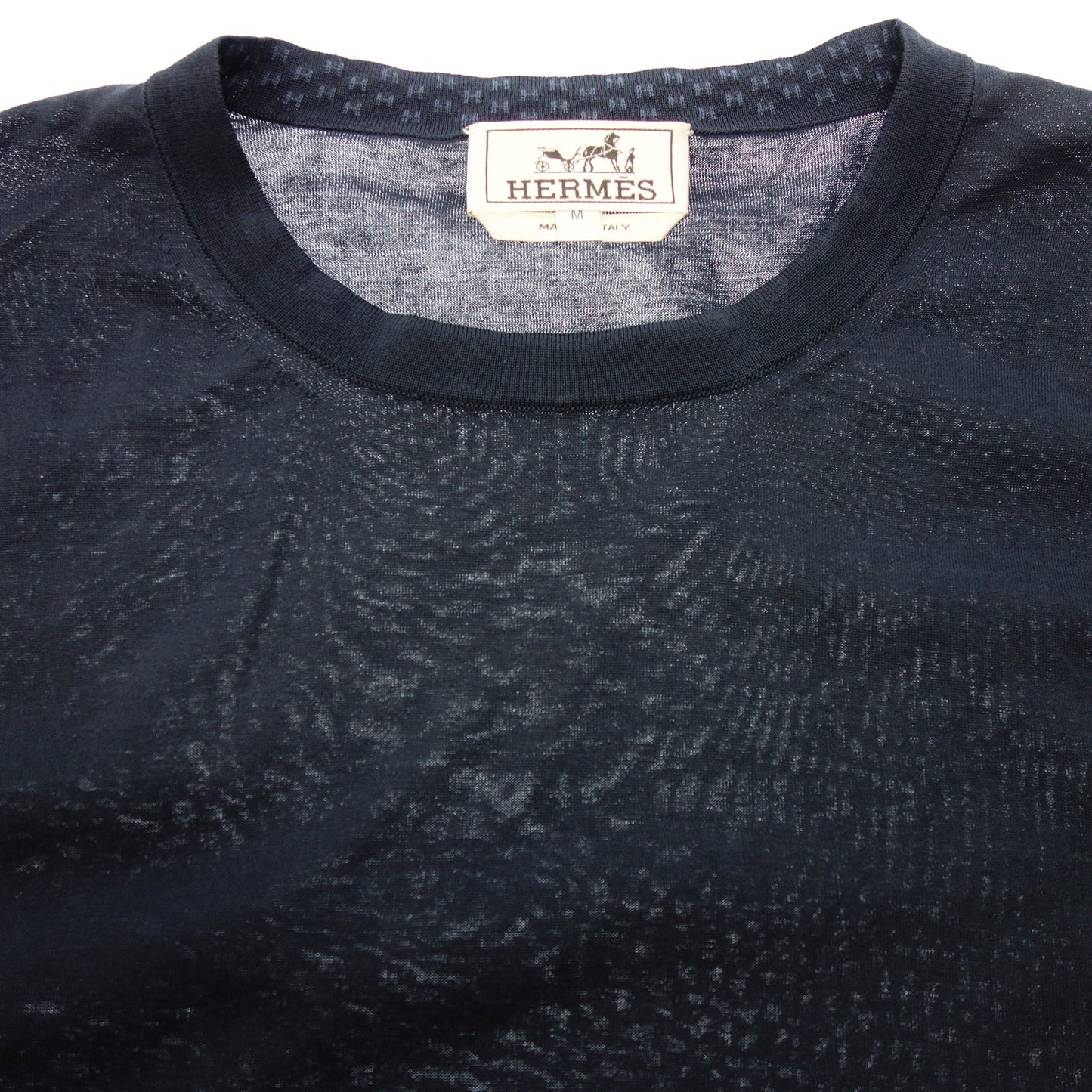 中古◆エルメス 長袖カットソー コットン サイズM メンズ 濃紺 HERMES【AFB17】