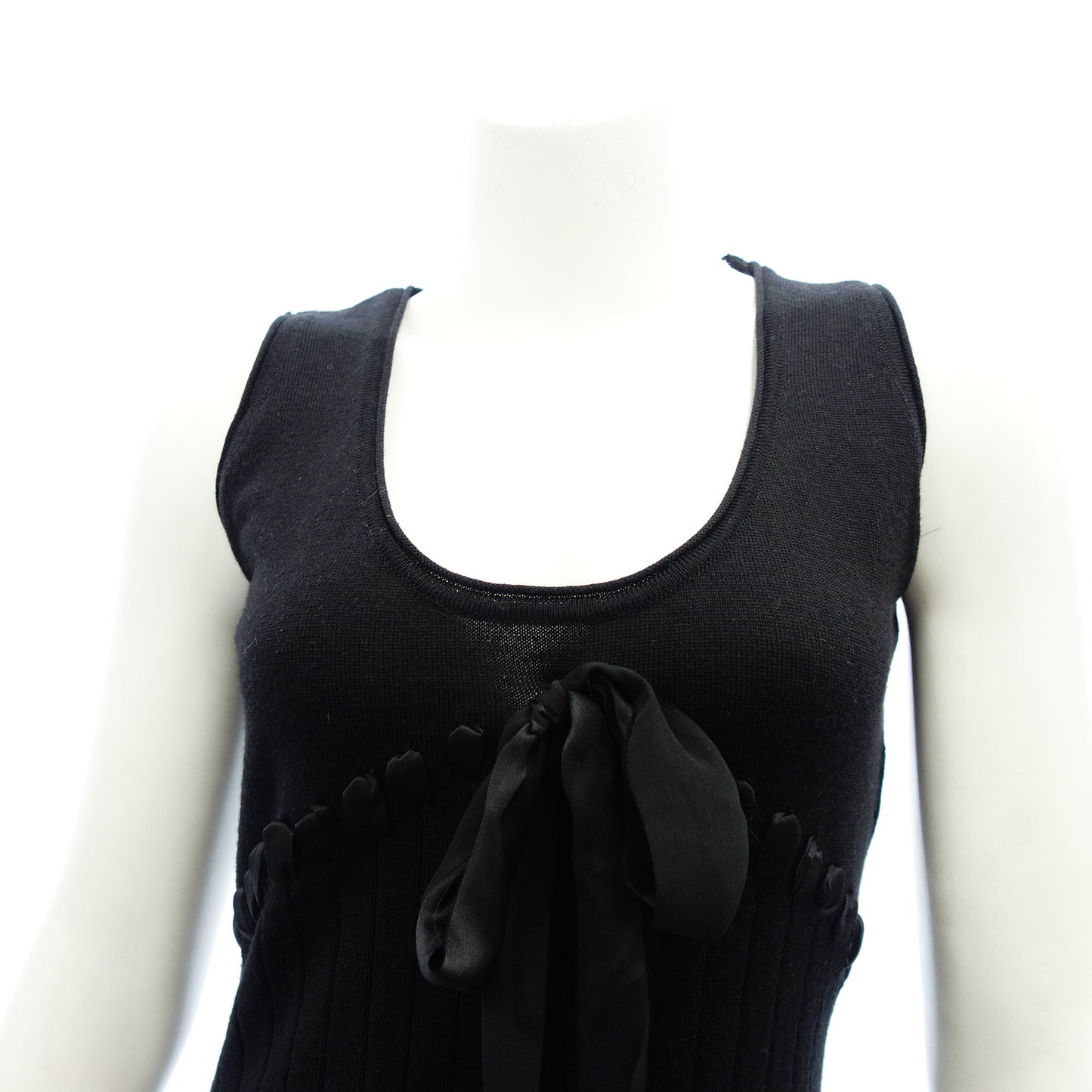 中古◆クリスチャンディオール ニットワンピース ウール×シルク×カシミヤ レディース ブラック サイズ38 Christian Dior【AFB31】
