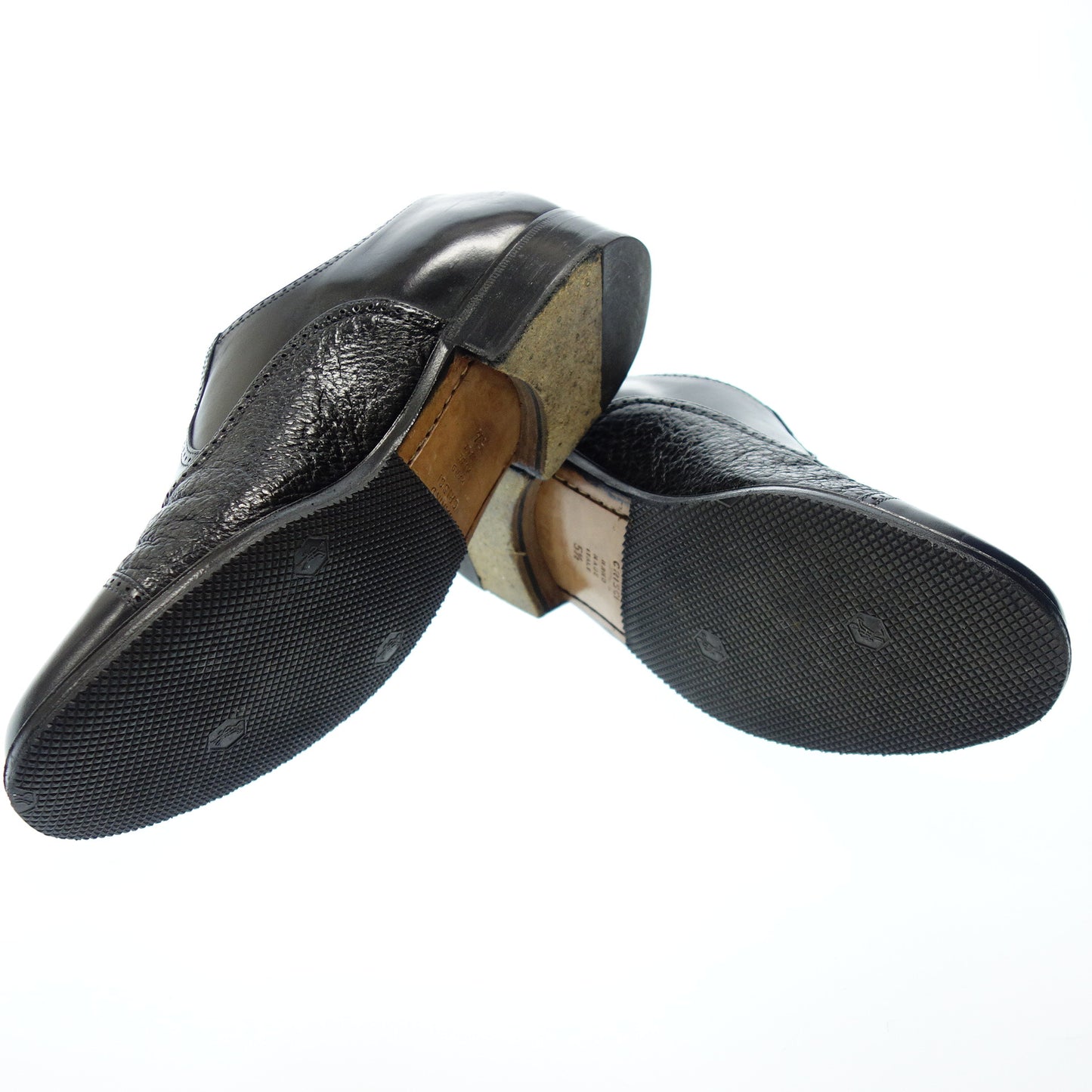 タニノクリスチー レザーシューズ ストレートチップ メンズ 5.5 黒 Tanino Criscici【AFC53】【中古】