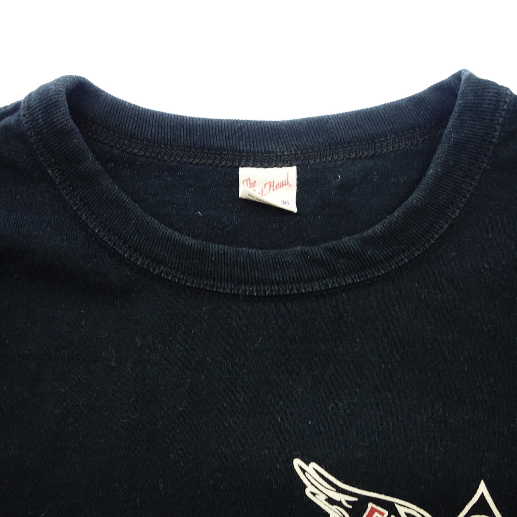 中古◆フラットヘッド ロングT カットソー 袖&バック プリント メンズ 36 黒 FLATHEAD 【AFB2】