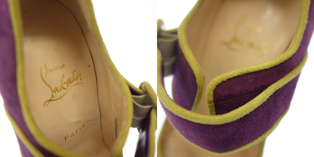 中古◆クリスチャンルブタン スエードレザー ベルト ヒール パンプス シューズ レディース 35 紫系 Christian Louboutin【AFC6】