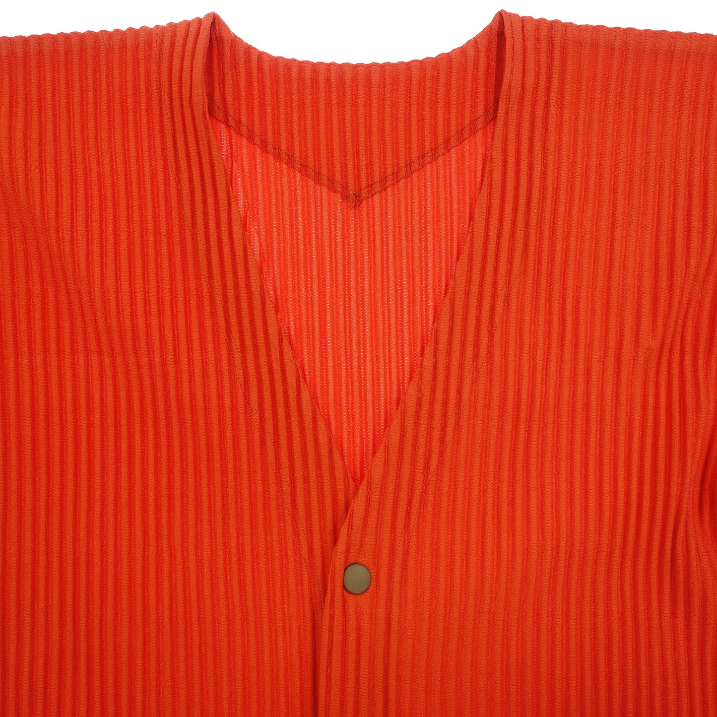 美品◆イッセイミヤケ オム プリッセ カーディガン ジャケット プリーツ HP51JL105 メンズ サイズ4 オレンジ ISSEY MIYAKE HOMME PLISSE【AFB30】