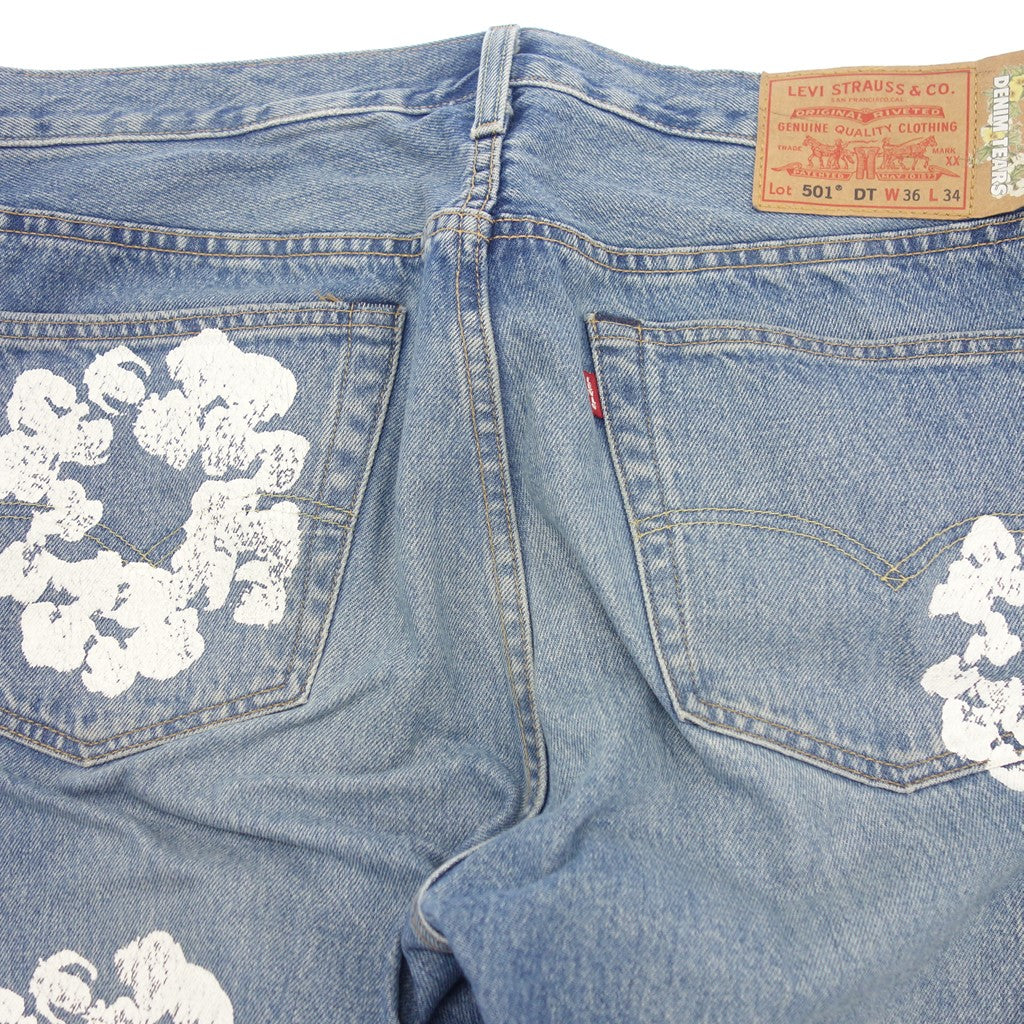 中古◆デニムティアーズ×リーバイス デニムパンツ 501DT ライトウォッシュ フラワー刺繍 メンズ ブルー サイズ36 PC9-A1592-0001 DENIM TEARS × LEVI'S【AFB45】