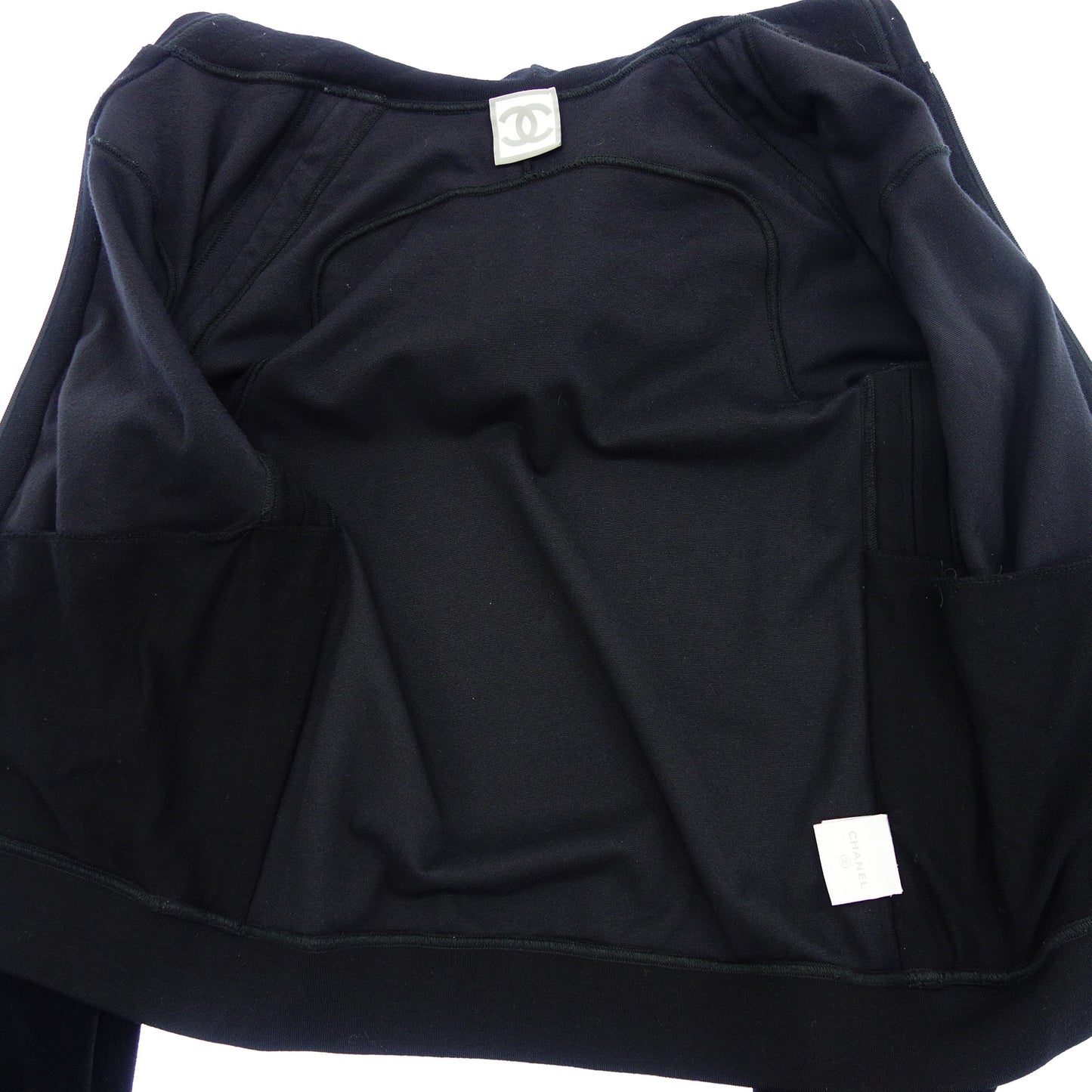 シャネル ジップアップパーカー ベロア ココマーク 袖ロゴ レディース ブラック 36 CHANEL【AFB51】【中古】
